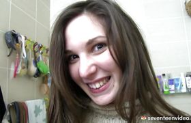 Appealing brunette Candy O is ready to suck a big and hard rod